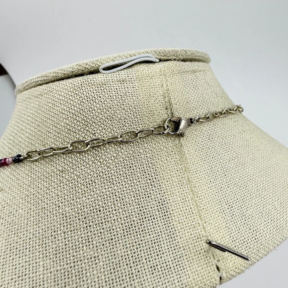 Pink Orange Beaded Butterfly Tassel Long Pendant Necklace Boho Cottagecore Y2K